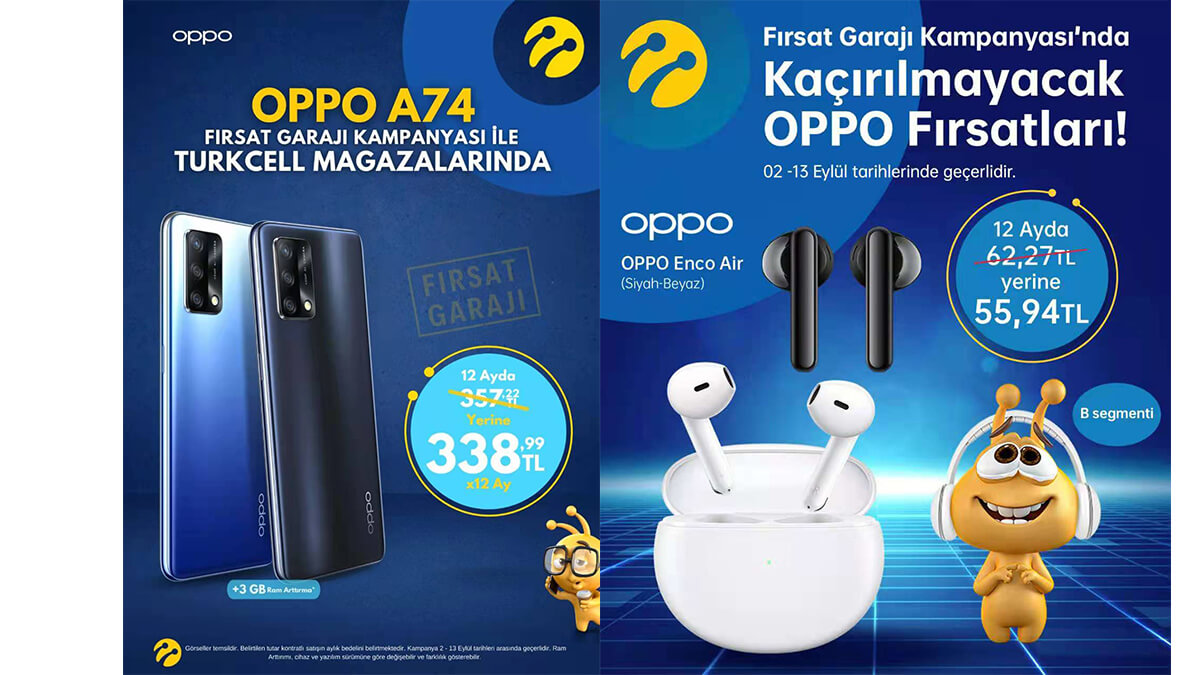 OPPO A74 ve OPPO Enco Air Fırsat Garajı Kampanyasında İndirimli Fiyatlarıyla Turkcell Mağazalarında